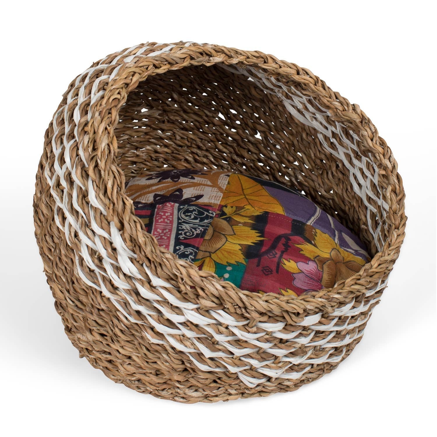 Ten Thousand Villages : Recycled Sari Cat Basket | ORNO Gift + Home